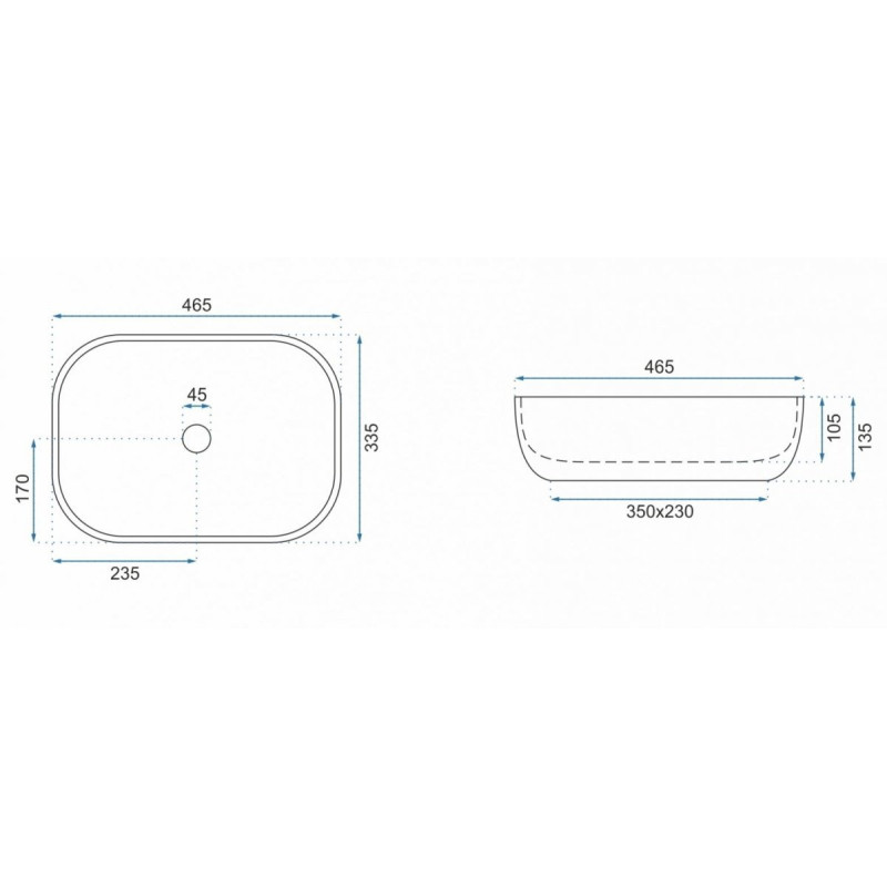 Rea umywalka nablatowa Livia Grey Matt