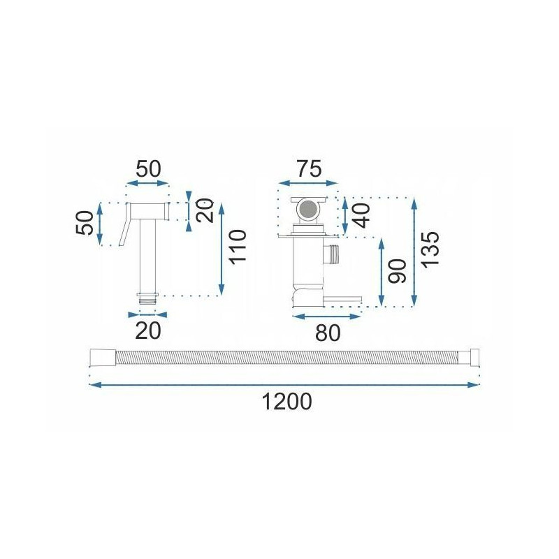 Rea Bateria Bidetowa Ścienna Loop Lungo czarna