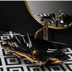 Rea umywalka nablatowa Infinity gold/black