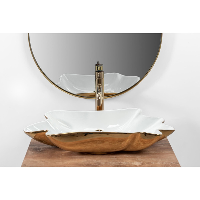 Rea umywalka nablatowa Infinity gold/white