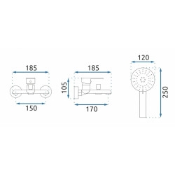 Rea Bateria Wannowa Ścienna Bloom czarna/złota