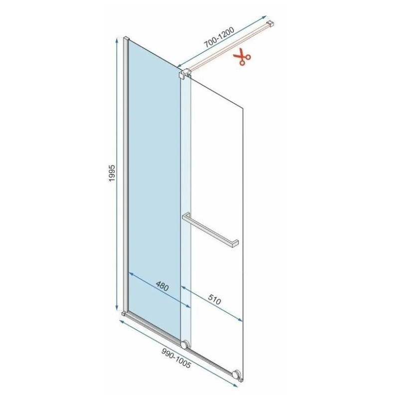 Rea ścianka prysznicowa 100x200 Cortis gold