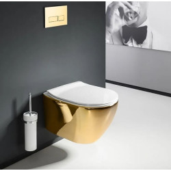 Rea misa wisząca wc bezrantowa Carlo Mini Rimless gold white