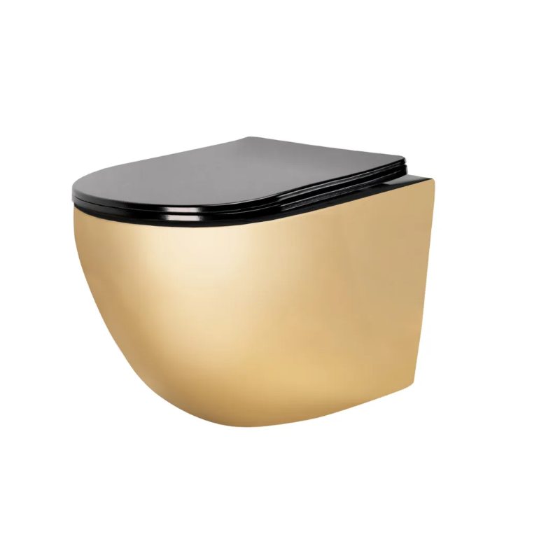 Rea misa wisząca wc bezrantowa Carlo Mini Rimless gold black