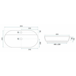Rea umywalka nablatowa Aura 61 Marmo Shiny