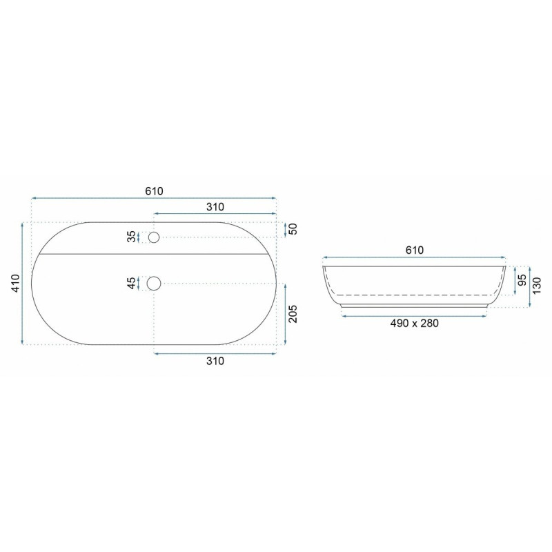 Rea umywalka nablatowa Aura 61 Marmo Shiny