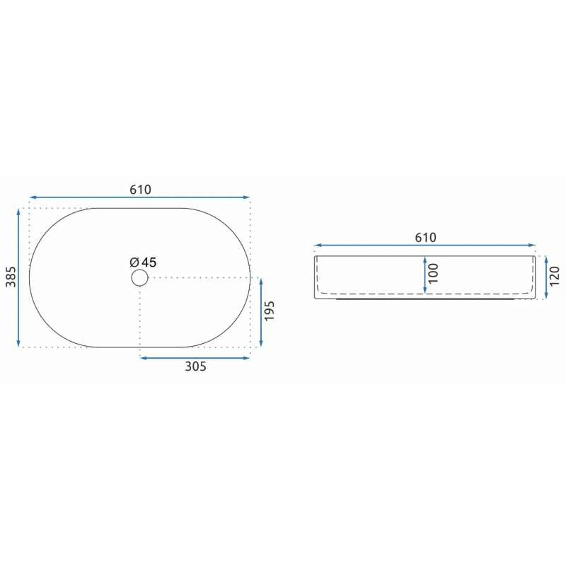 Rea umywalka nablatowa Nadia 60 Aiax Shiny