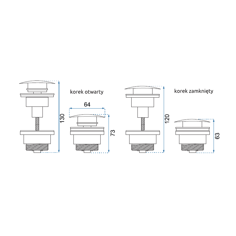 Rea okrągły Korek Klik-Klak Uniwersalnyczarny Przecierany