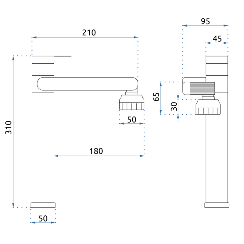 Rea Bateria Umywalkowa Wysoka Paco Nikiel szczotkowany