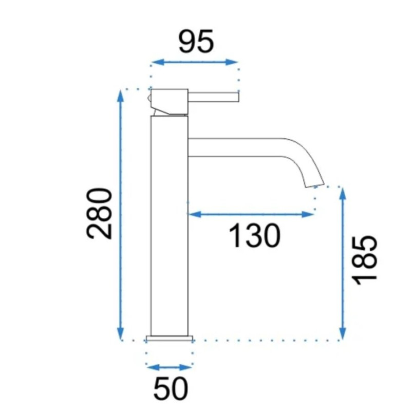 Rea bateria umywalkowa wysoka Lungo złoto szczotkowane