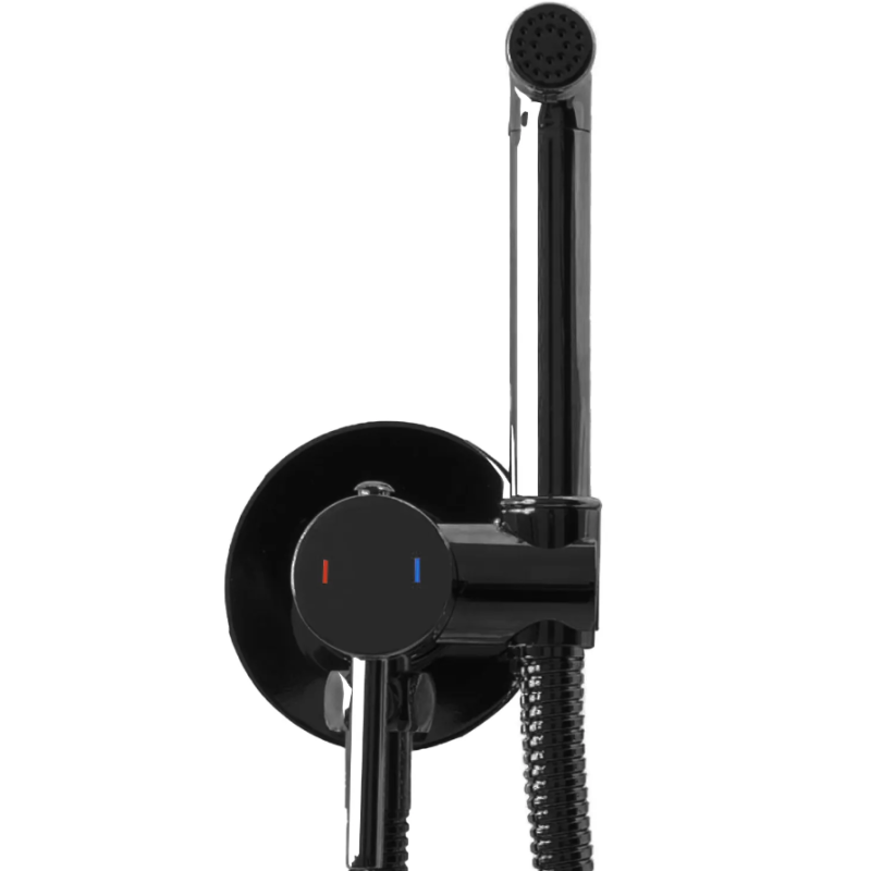 Rea bateria bidetowa ścienna Loop Lungo Czarna Metaliczna