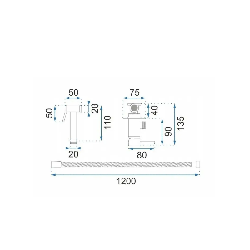 Rea bateria bidetowa ścienna Loop Lungo Czarna Metaliczna