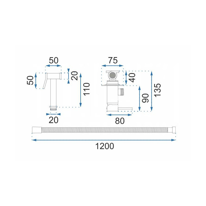 Rea Bateria Bidetowa Ścienna Loop Lungo złota