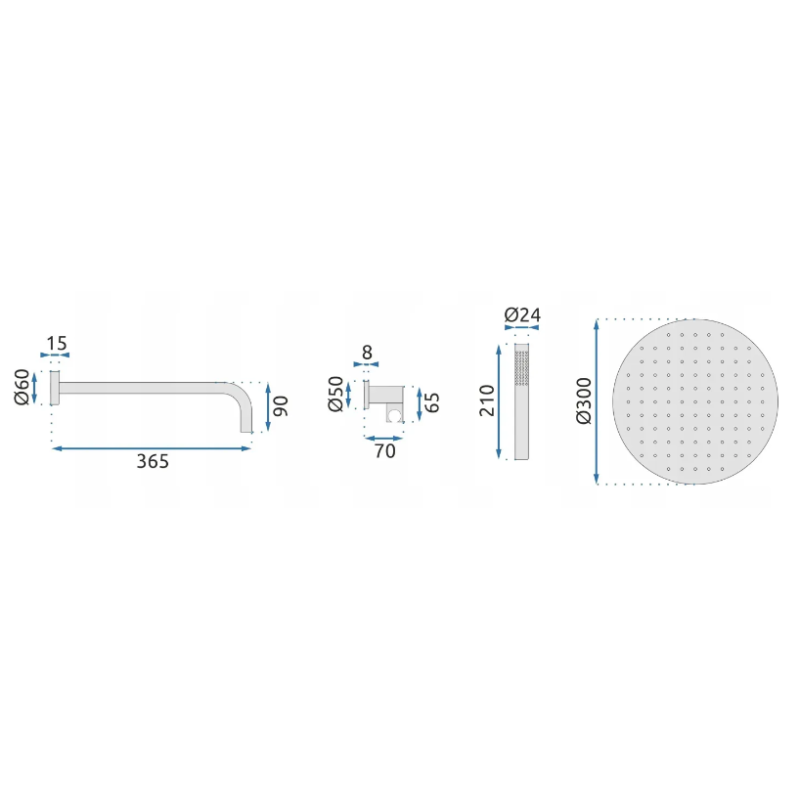 Rea zestaw natryskowy podtynkowy z termostatem Lungo złoty szczotkowany