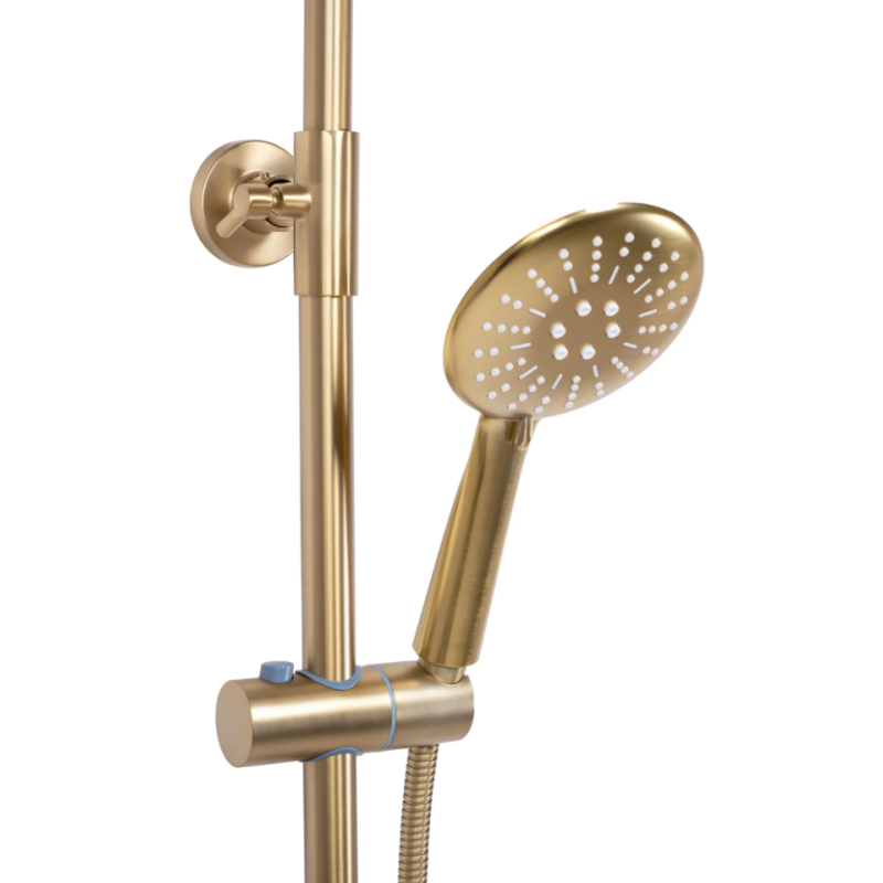 Rea zestaw natryskowo-wannowy z termostatem Lungo złoty szczotkowany