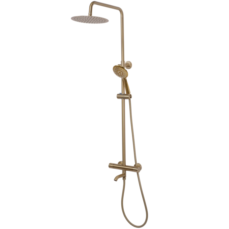 Rea zestaw natryskowo-wannowy z termostatem Lungo złoty szczotkowany