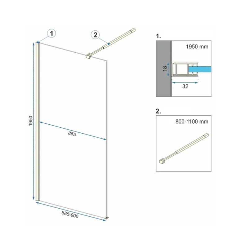 Rea ścianka prysznicowa 120x195 Aero gold Brush