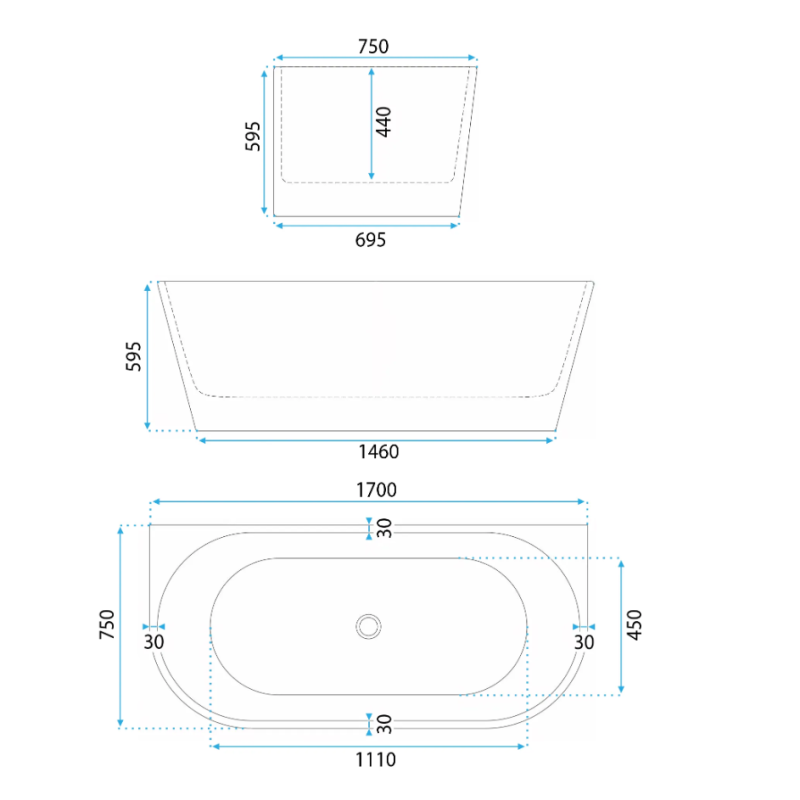 Rea wanna przyścienna 150 Capri