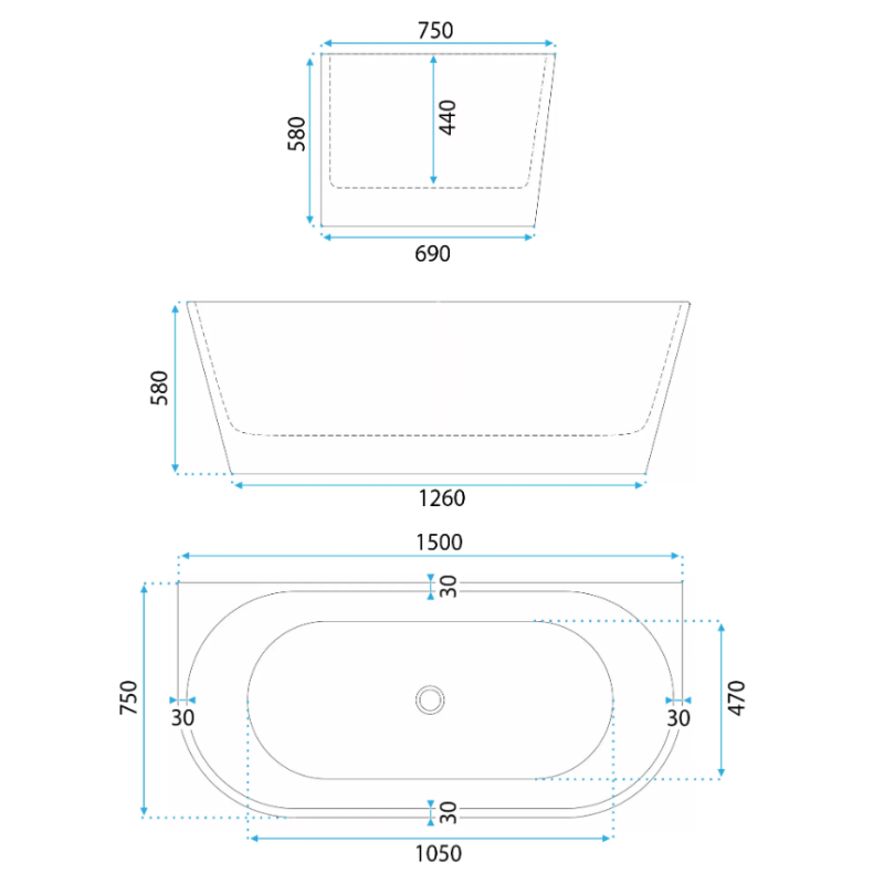 Rea wanna przyścienna 150 Capri