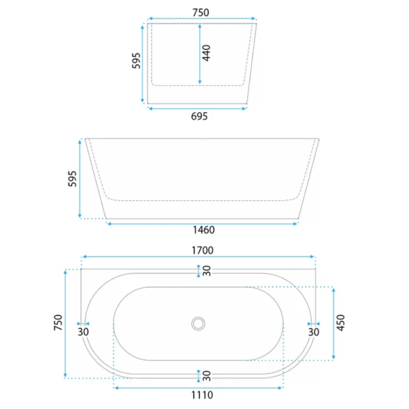 Rea wanna przyścienna 170 Capri