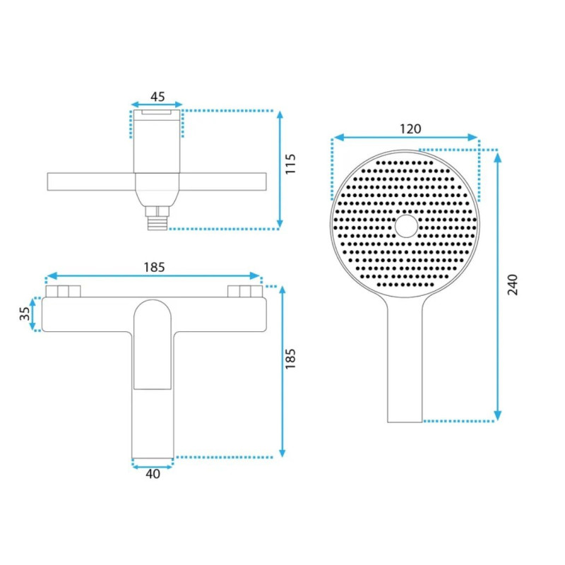 Rea bateria wannowa ścienna Avalon Tytan