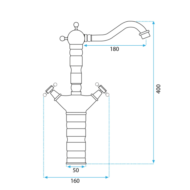 Rea Bateria Umywalkowa Wysoka Rustico czarna przecierana