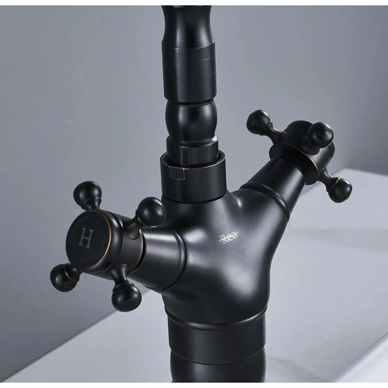 Rea Bateria Umywalkowa Wysoka Rustico czarna przecierana