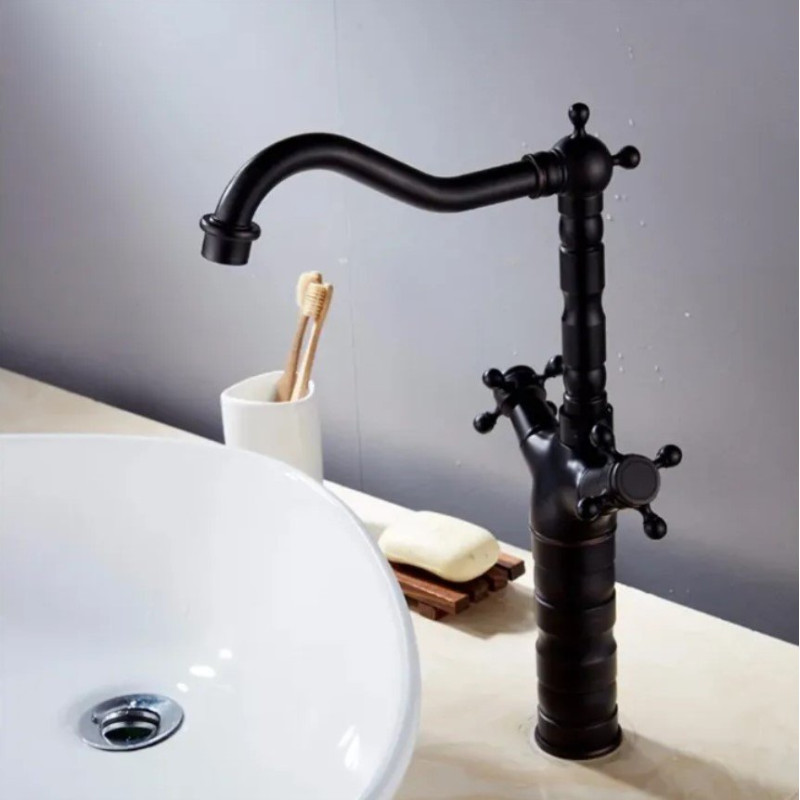 Rea Bateria Umywalkowa Wysoka Rustico czarna przecierana