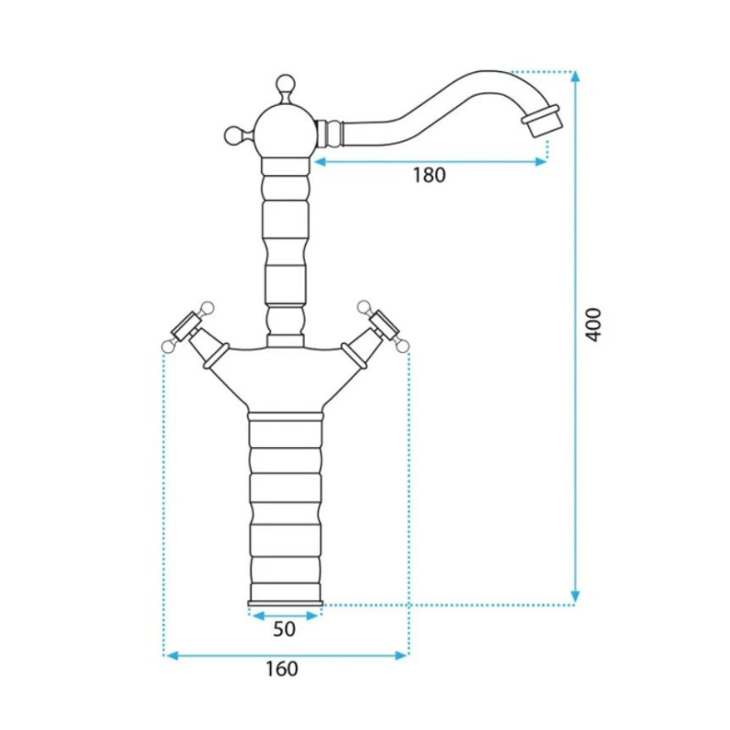 Rea Bateria Umywalkowa Wysoka Rustico czarna przecierana