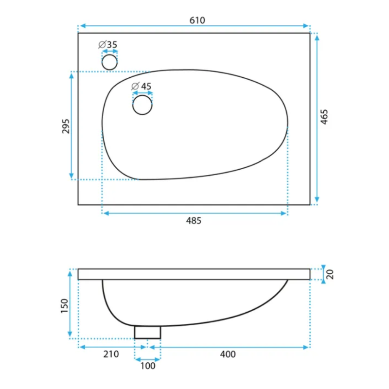 Rea umywalka nablatowa/wpuszczana Selena 60