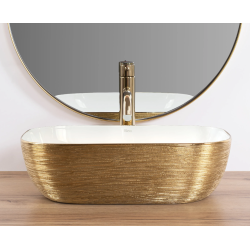 Rea umywalka nablatowa Belinda gold Brush/white