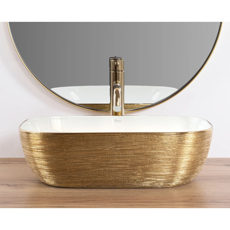 Rea umywalka nablatowa Belinda gold Brush/white