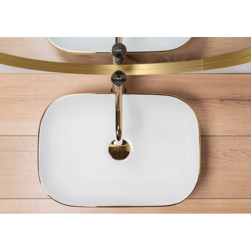 Rea umywalka nablatowa Belinda gold Brush/white