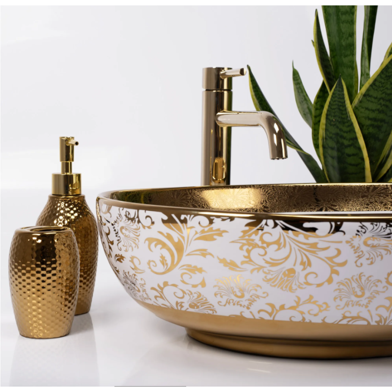 Rea umywalka nablatowa Margot white/gold