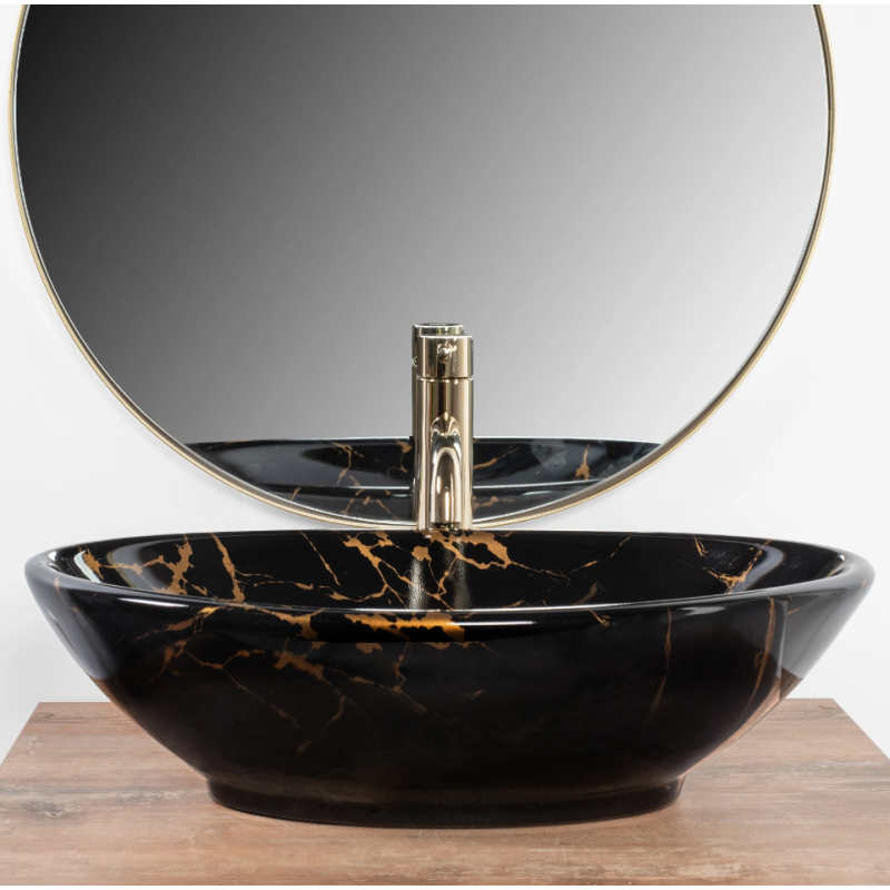 Rea umywalka nablatowa Pamela black Marble Shiny