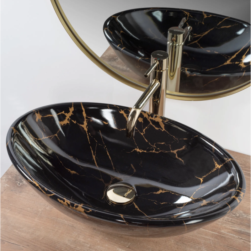Rea umywalka nablatowa Pamela black Marble Shiny
