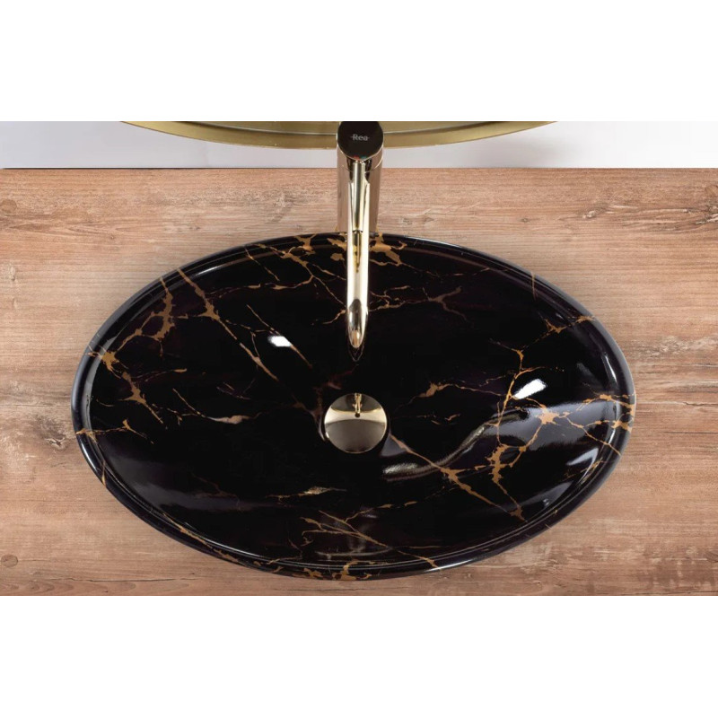 Rea umywalka nablatowa Pamela black Marble Shiny