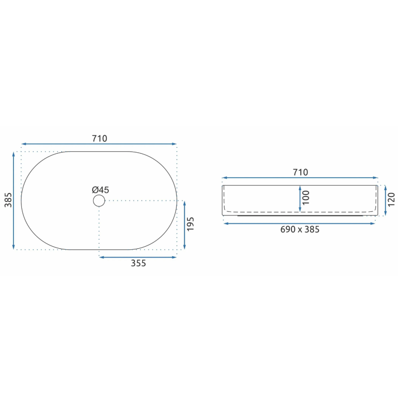 Rea umywalka nablatowa Nadia 70