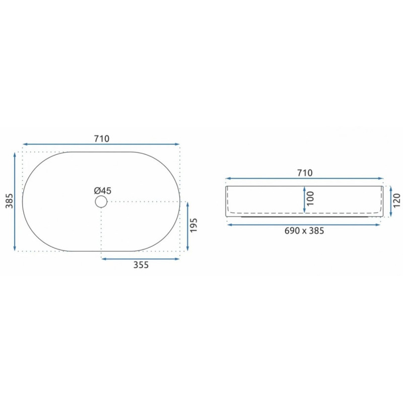 Rea umywalka nablatowa Nadia 70