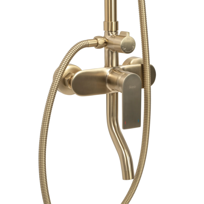 Rea zestaw natryskowy Verso złoty szczotkowany