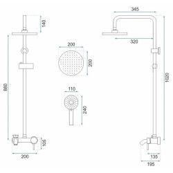 Rea zestaw natryskowy Luis złoty szczotkowany