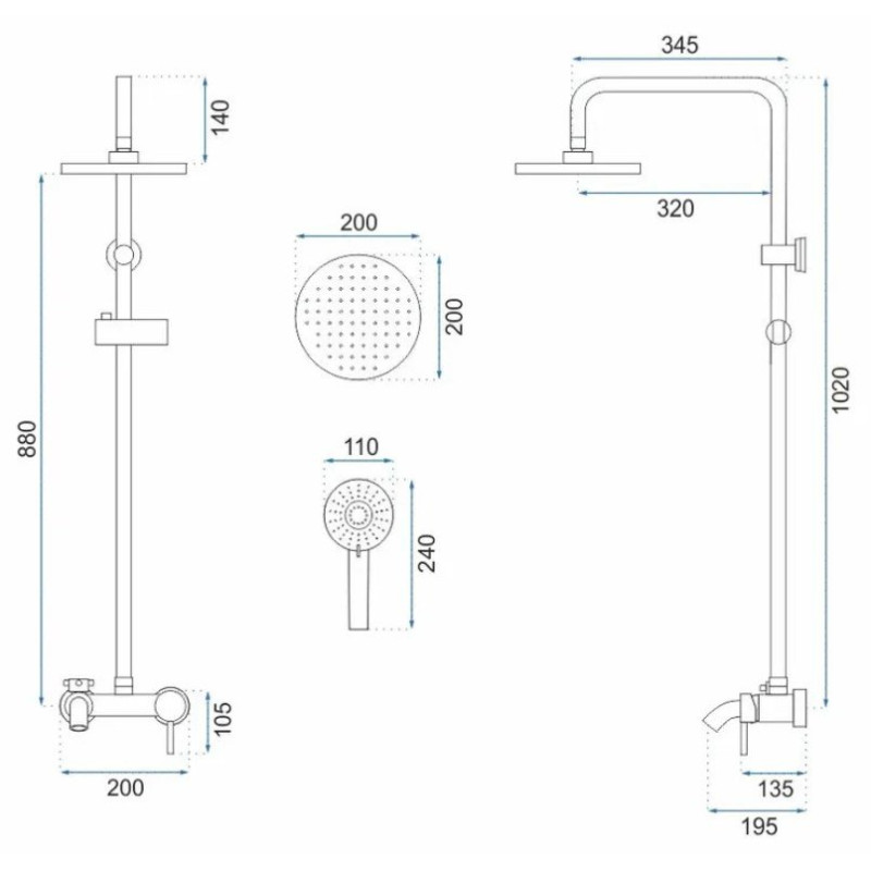 Rea zestaw natryskowy Luis złoty szczotkowany