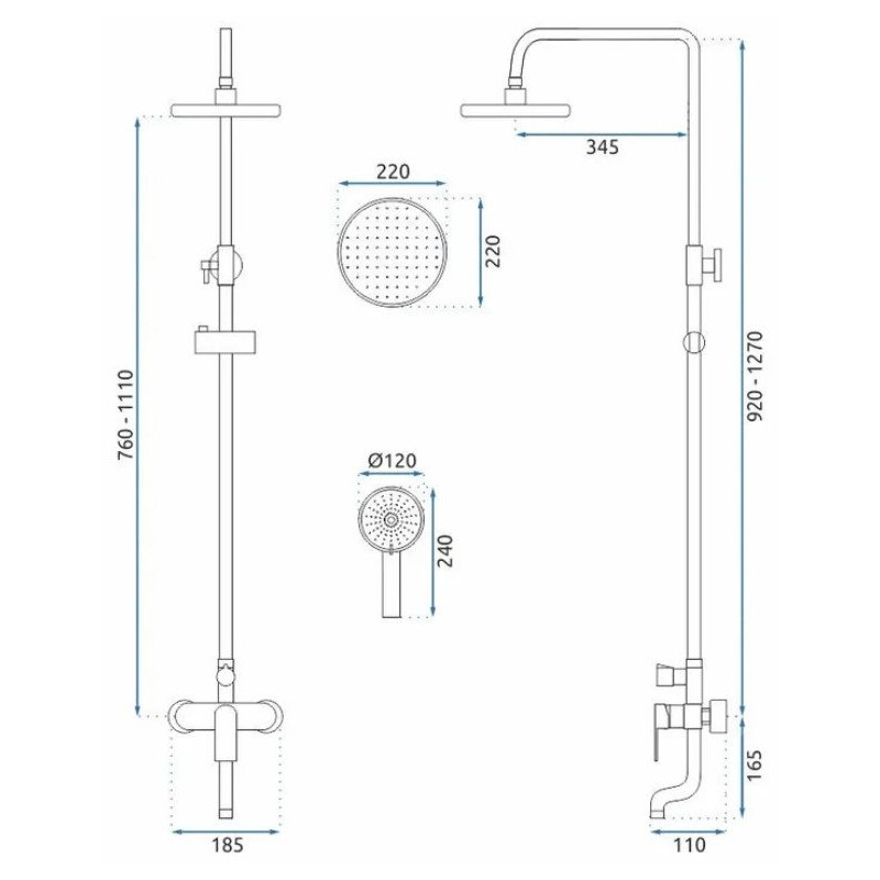 Rea zestaw natryskowy Verso czarny