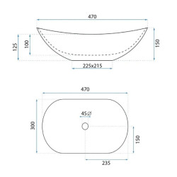 Rea umywalka nablatowa Royal Mini black/white