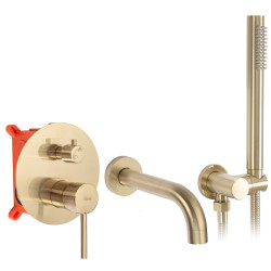 Rea Zestaw Wannowy Podtynkowy Lungo złota szczotkowana