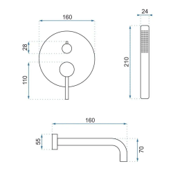 Rea Zestaw Wannowy Podtynkowy Lungo złota szczotkowana