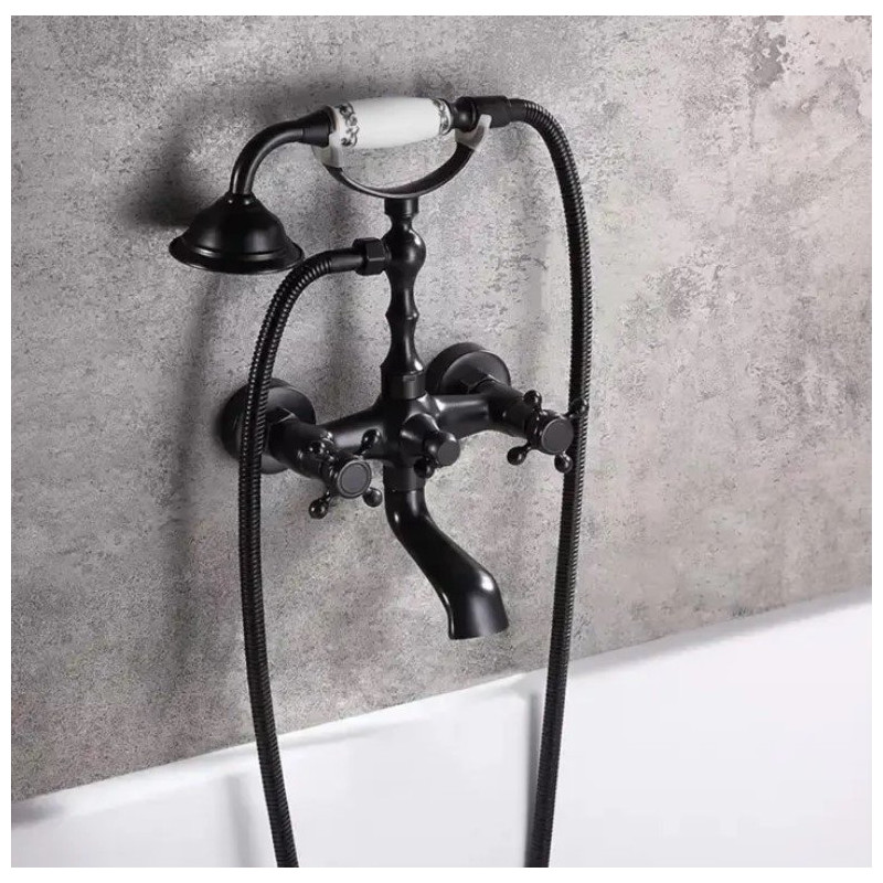 Rea Bateria Wannowa Ścienna Rustico czarna przecierana