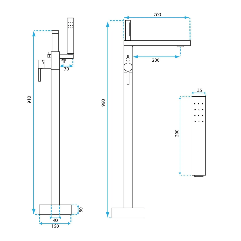 Rea Bateria Wannowa Stojąca Flores czarna