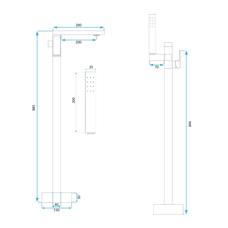 Rea Bateria Wannowa Stojąca Tery czarna