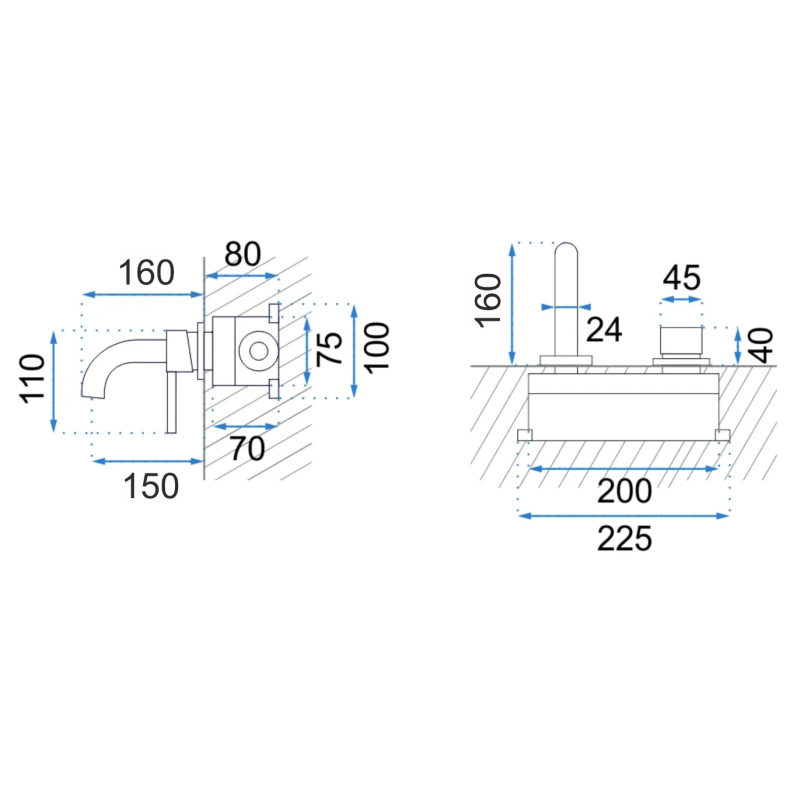 Rea Bateria Umywalkowa Podtynkowa Lungo czarna metaliczna